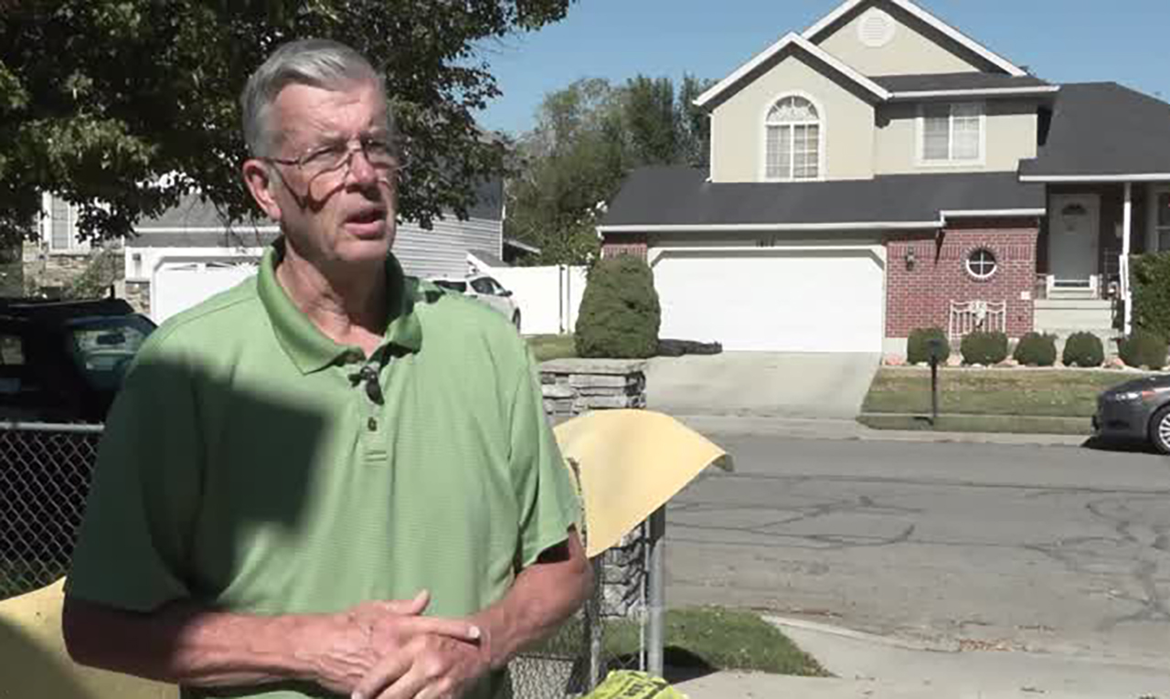 Westpointe neighborhood resident David Durr talks to KSL on Wednesday in Salt Lake City. Homeowners are still cleaning up after weekend flooding.