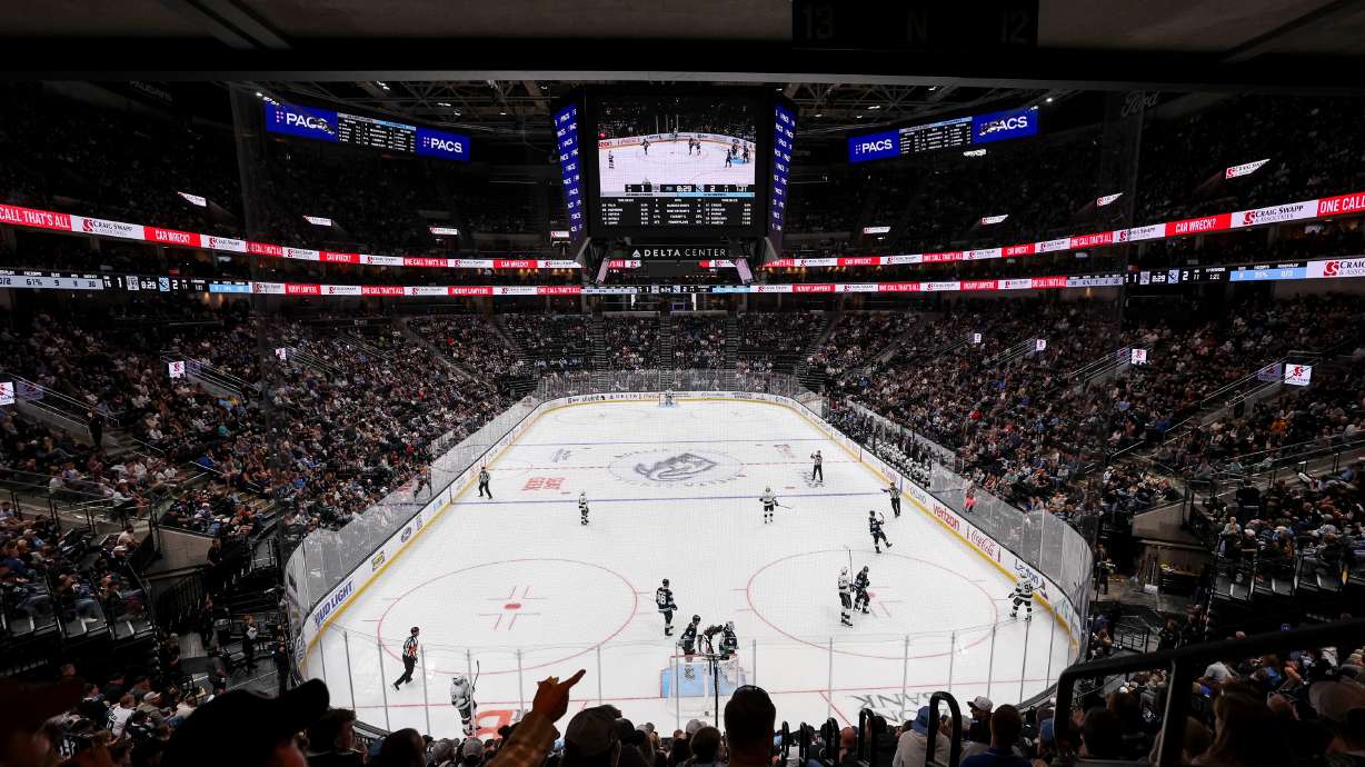 The Utah Mammoth plays the Los Angeles Kings in an NHL preseason game at the Delta Center in Salt Lake City on Oct. 2. Local tourism experts say adding NHL and potentially MLB could have benefits beyond people attending games.