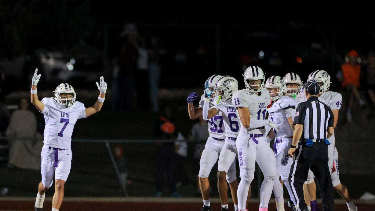 Lehi plays Lone Peak in a football game at Lone Peak High School in Highland on Thursday, Oct. 9, 2025.