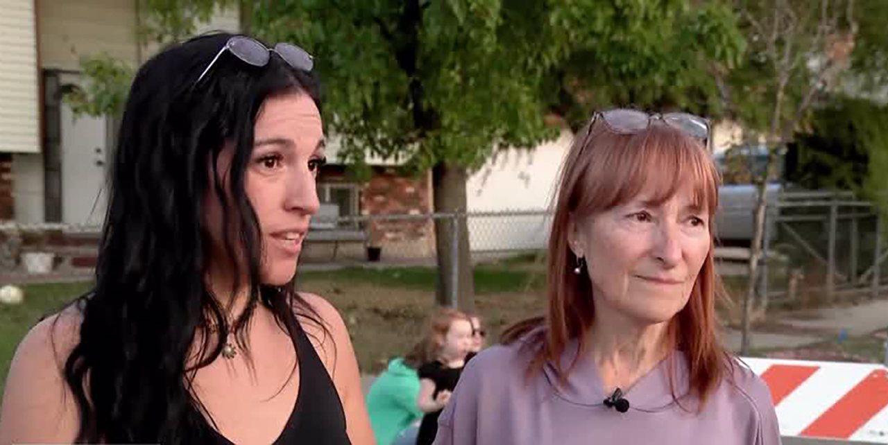 Isabel Vega, right, and her daughter, Ines Barrios, left, were among the families hardest hit by a weekend storm in Rose Park. They spoke to KSL at a block party on Thursday.
