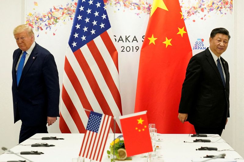 President Donald Trump attends a bilateral meeting with China's President Xi Jinping in Osaka, Japan, June 29, 2019. Trump threatened new tariffs on China on Friday, saying his meeting with Xi — never confirmed by China — could be called off.