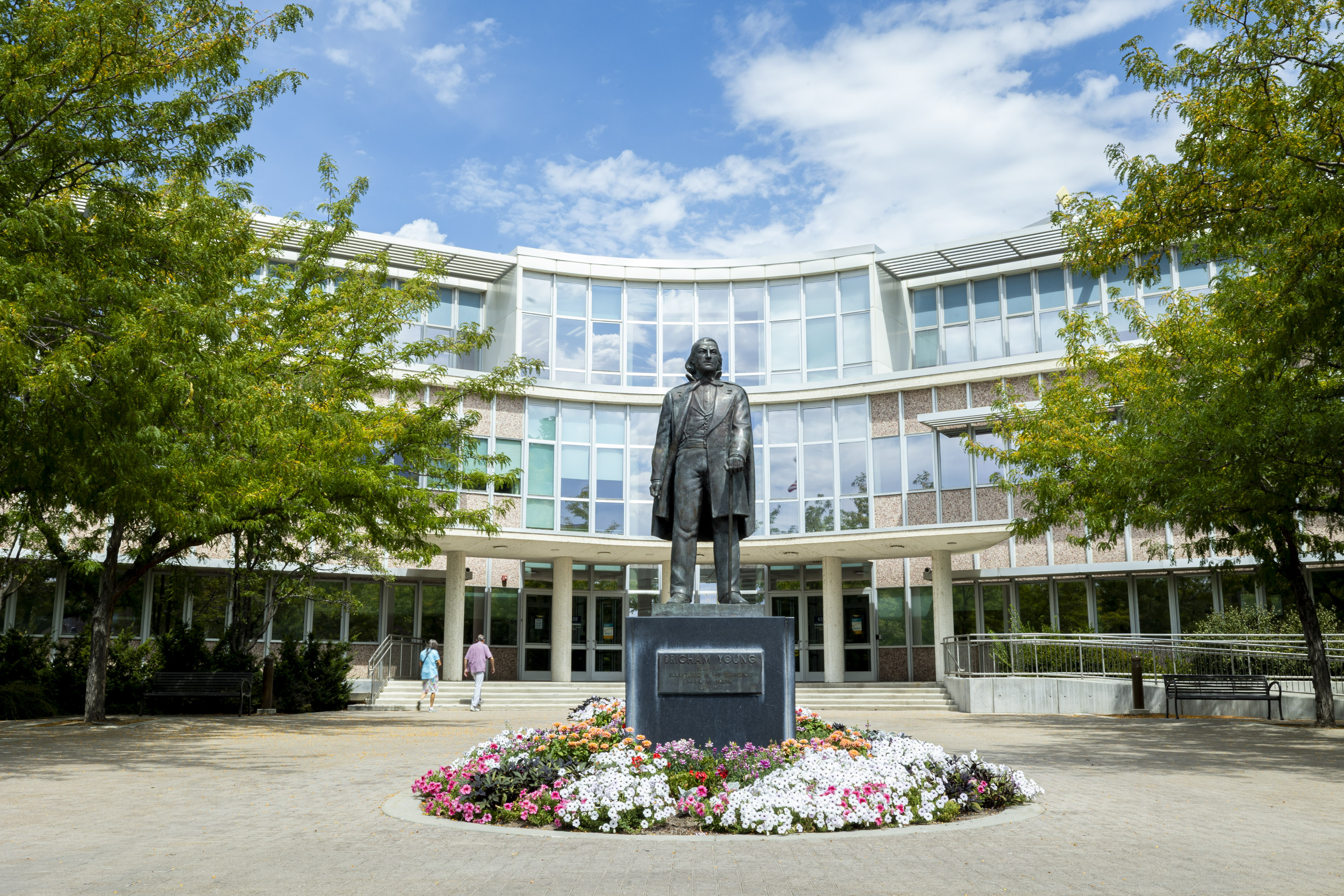 A statue of Brigham Young stands in front of the Abraham O. Smoot Administration Building on the BYU campus in Provo on Aug. 21. The university announced this week it has approved plans to rebuild the administration building, which was already scheduled to be demolished.