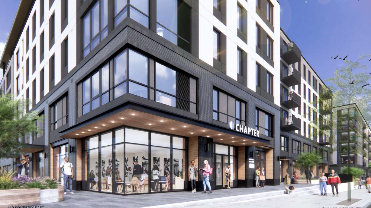 A rendering of the proposed new student apartment complex at the site of an old OfficeMax store in Salt Lake City. The design recommendations received approval from the Salt Lake City Planning Commission on Wednesday.