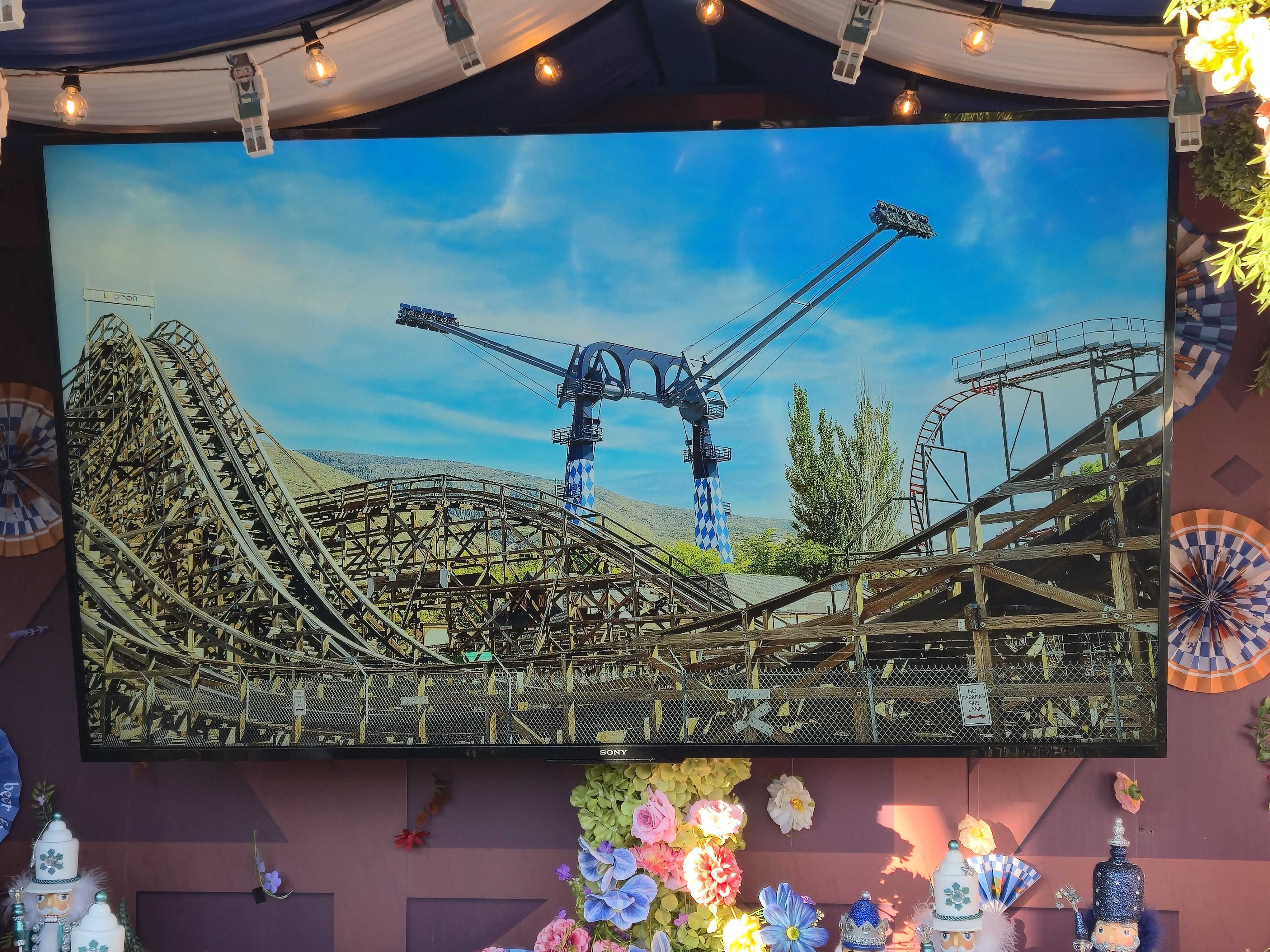 A rendering of a new Screamin' Swing ride called the Nutcracker is shown during a press conference at Lagoon amusement park in Farmington on Friday.