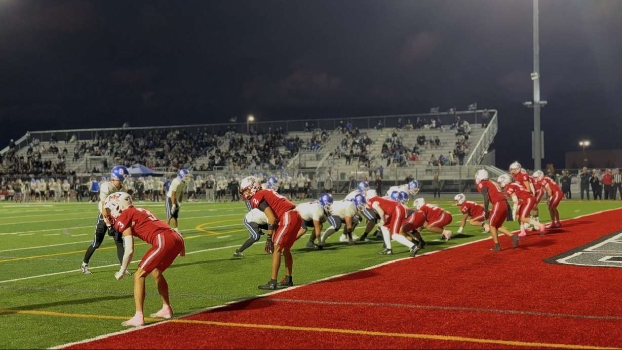 Mountain Ridge defends its goal line against Bingham on Friday, Oct. 10, 2025.