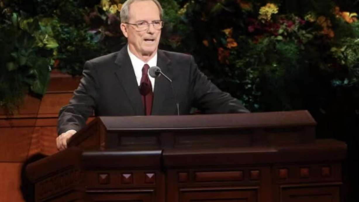 Elder Tad R. Callister, then Sunday School general president of The Church of Jesus Christ of Latter-day Saints, speaks during general conference at Conference Center in Salt Lake City on Oct. 4, 2014. Elder Callister died Thursday.