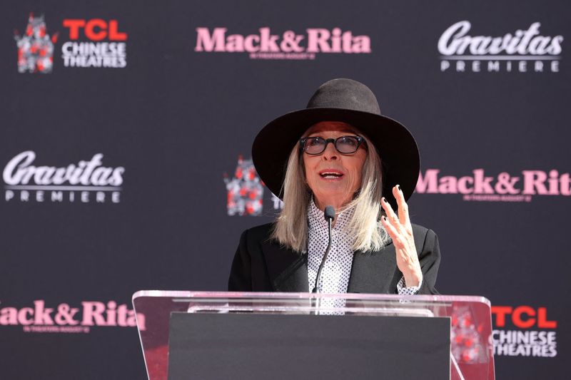 Actor Diane Keaton speaks at TCL Chinese Theatre in Los Angeles, Aug. 11, 2022. Keaton died at the age of 79 on Saturday.
