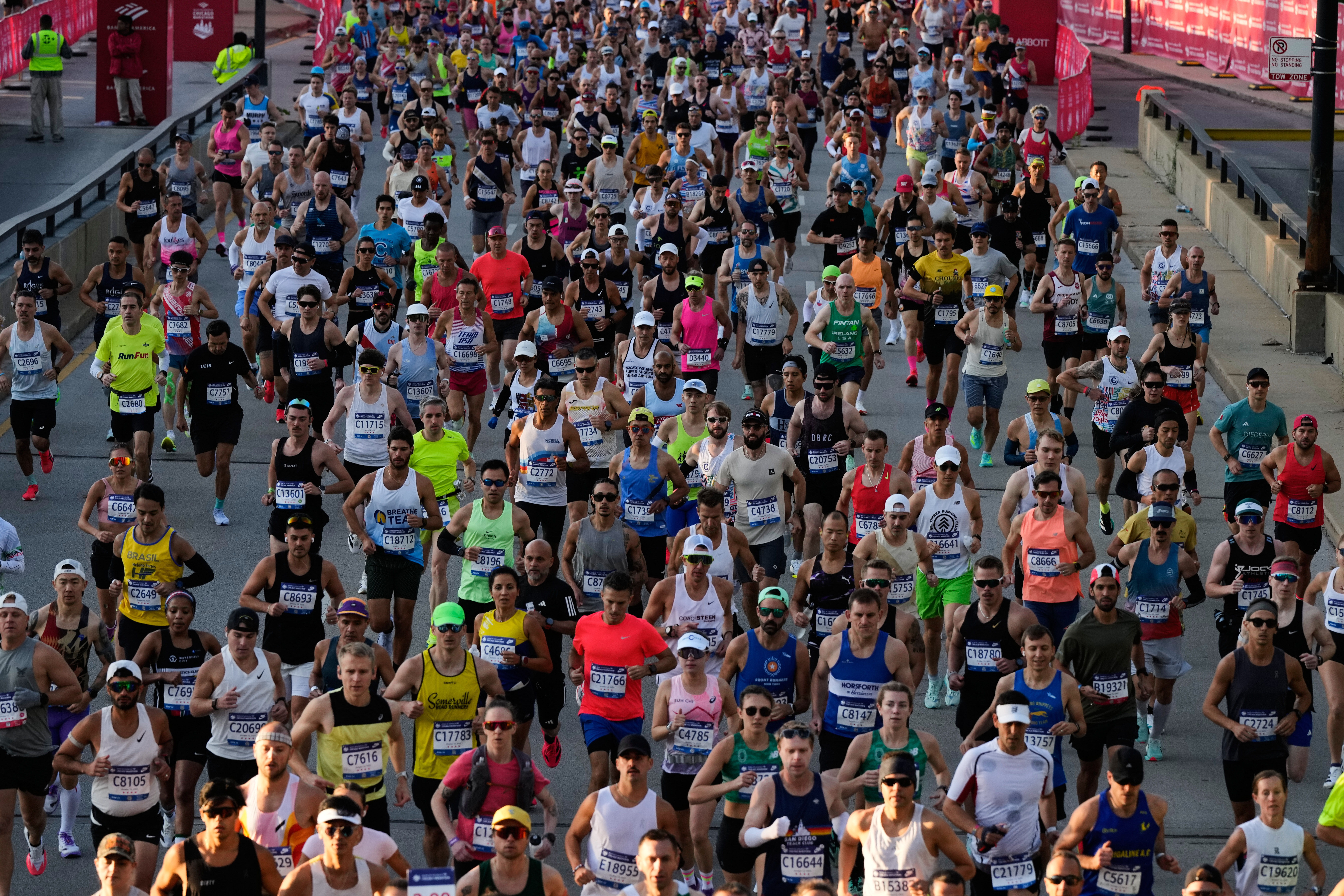 Runners participate in the Chicago Marathon, Sunday, Oct. 12, 2025. 