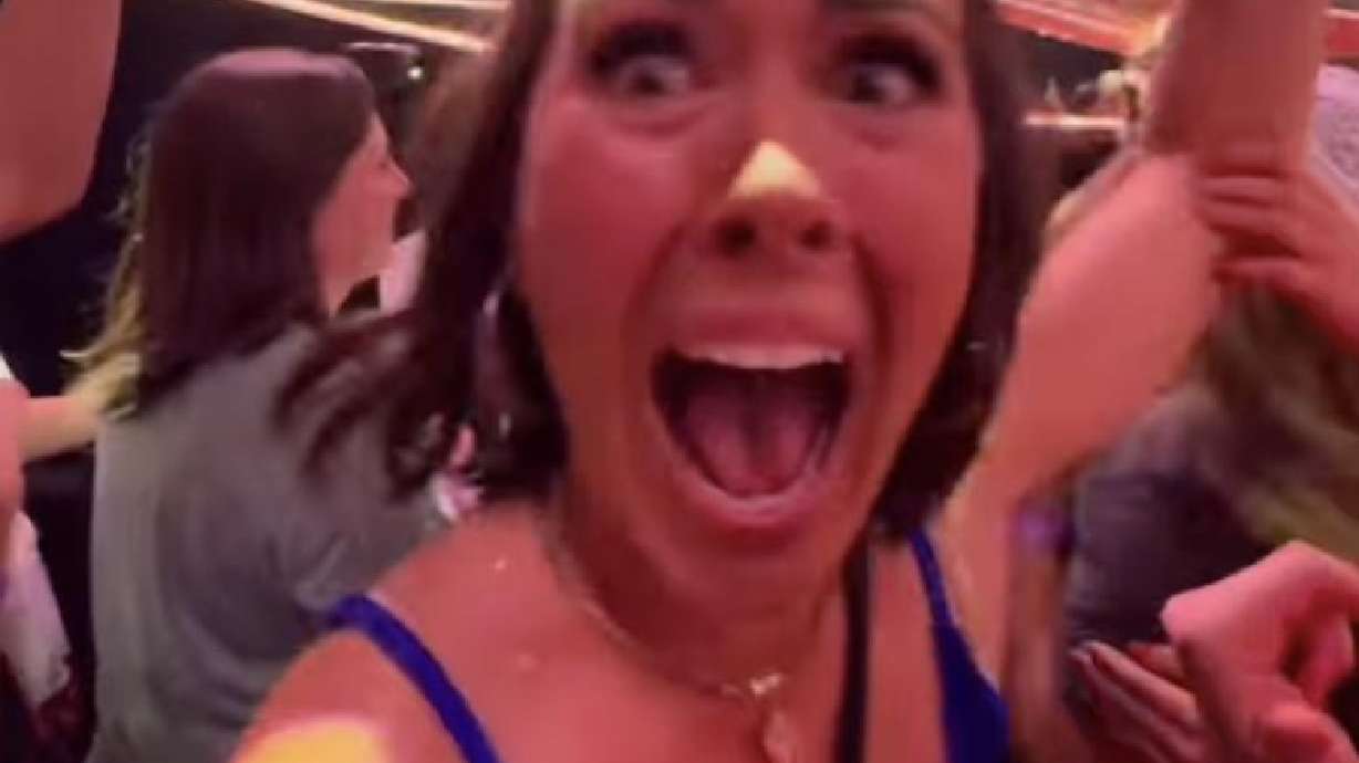 Chelsea Porter, of northern Utah, quilted a vest for singer Benson Boone and was able to give it to him at his concert in Salt Lake City Thursday, Oct. 9.