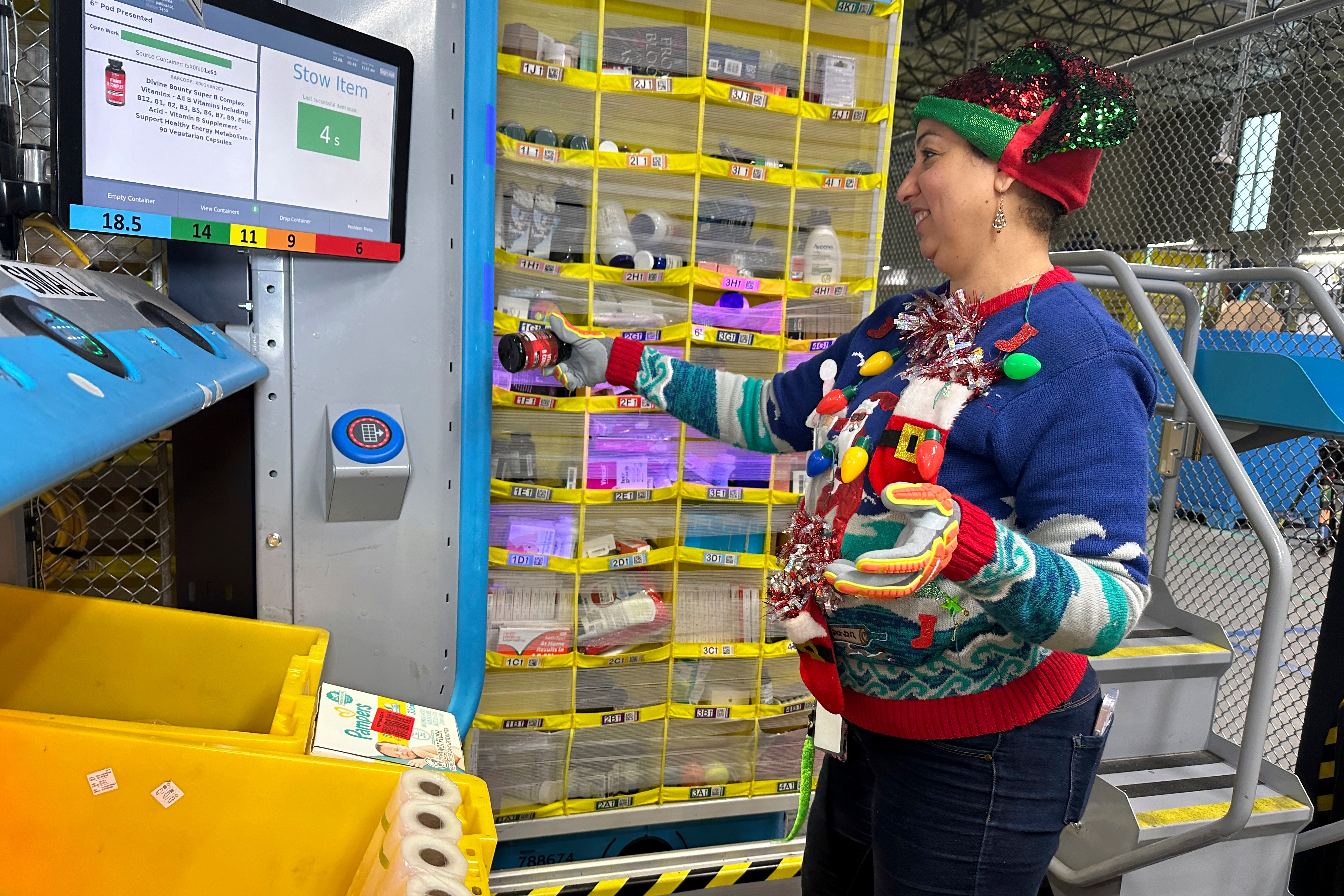 An Amazon same-day delivery fulfillment shipping center is in Woodland Park, N.J., on Dec. 18, 2023. Uncertainty over the economy and tariffs forces many retailers to be cautious on holiday hiring.