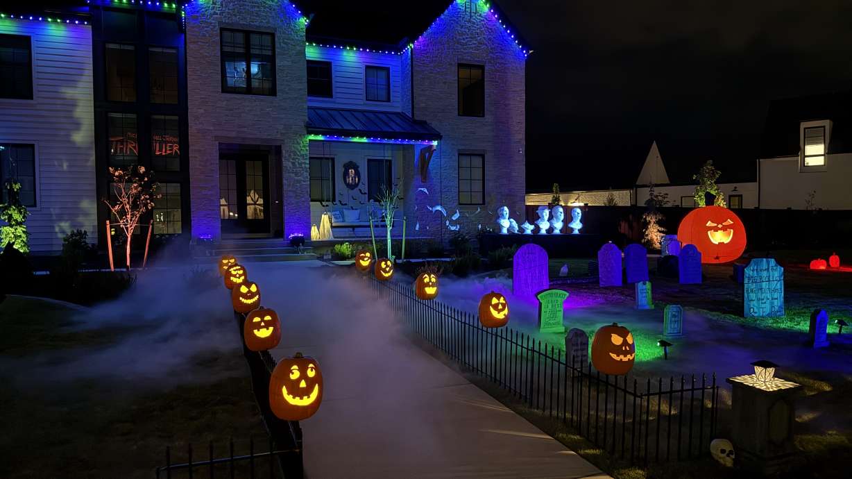 A Halloween display is pictured at 9894 N. 6530 West in Highland.