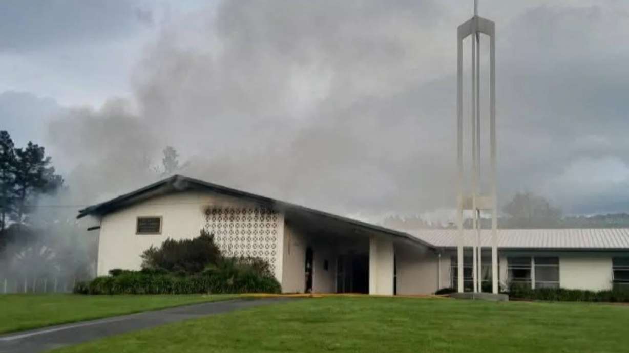 A fire on Sunday damaged this meetinghouse in the Hawke's Bay region of New Zealand.