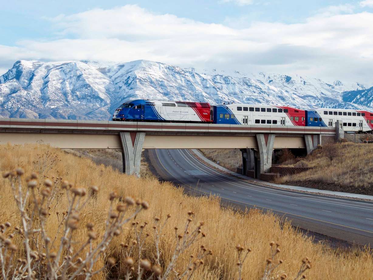 The FrontRunner moves northbound over 2100 North in Lehi on Jan. 2. The FrontRunner was recognized for high energy efficiency in a recent report.