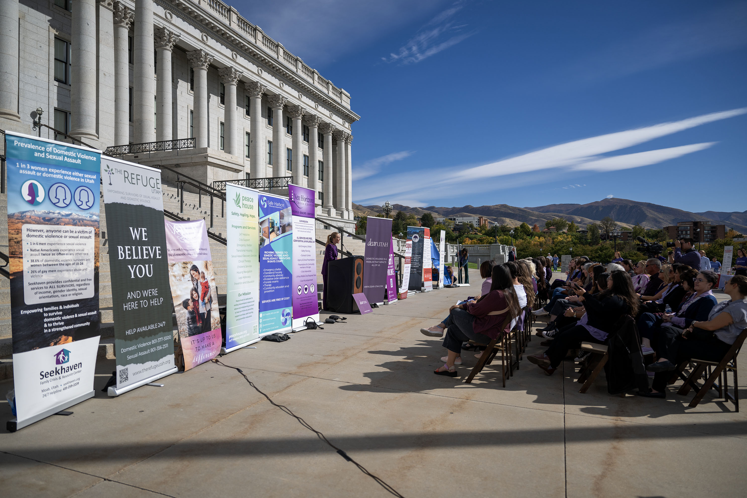 Domestic violence rally at the Capitol in Salt Lake City on Tuesday.