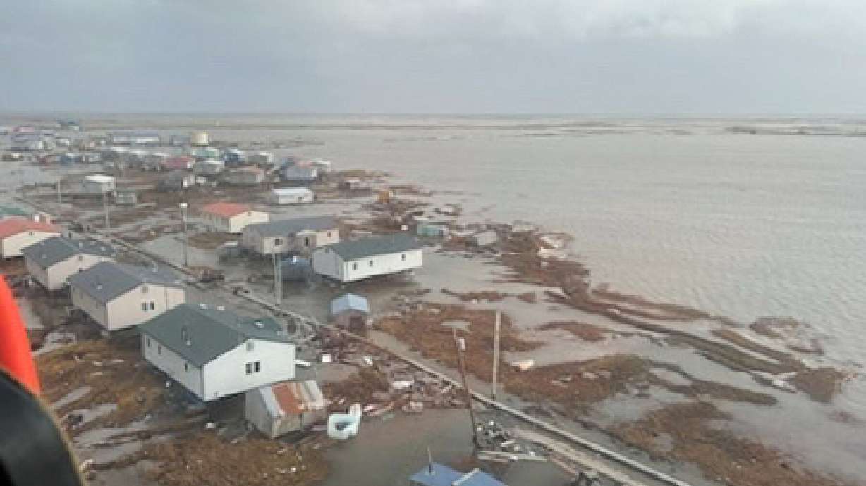Kipnuk, Alaska, experiences coastal flooding, Sunday.