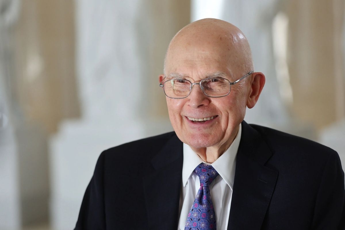 President Dallin H. Oaks of The Church of Jesus Christ of Latter-day Saints smiles during an interview at the Rome Italy Temple visitor center in Rome on Tuesday, July 19, 2022.