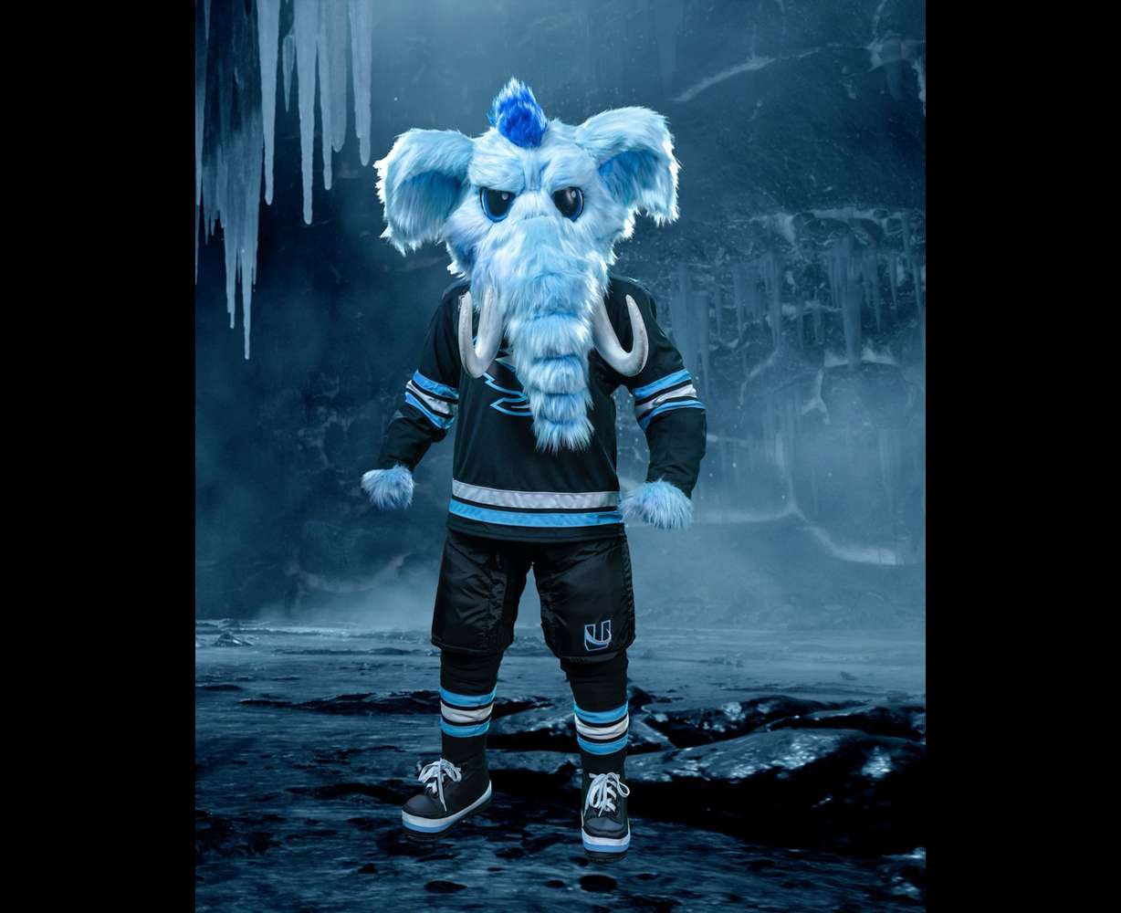 The Utah Mammoth unveil their mascot, Tusky the Mountain Blue mammoth.