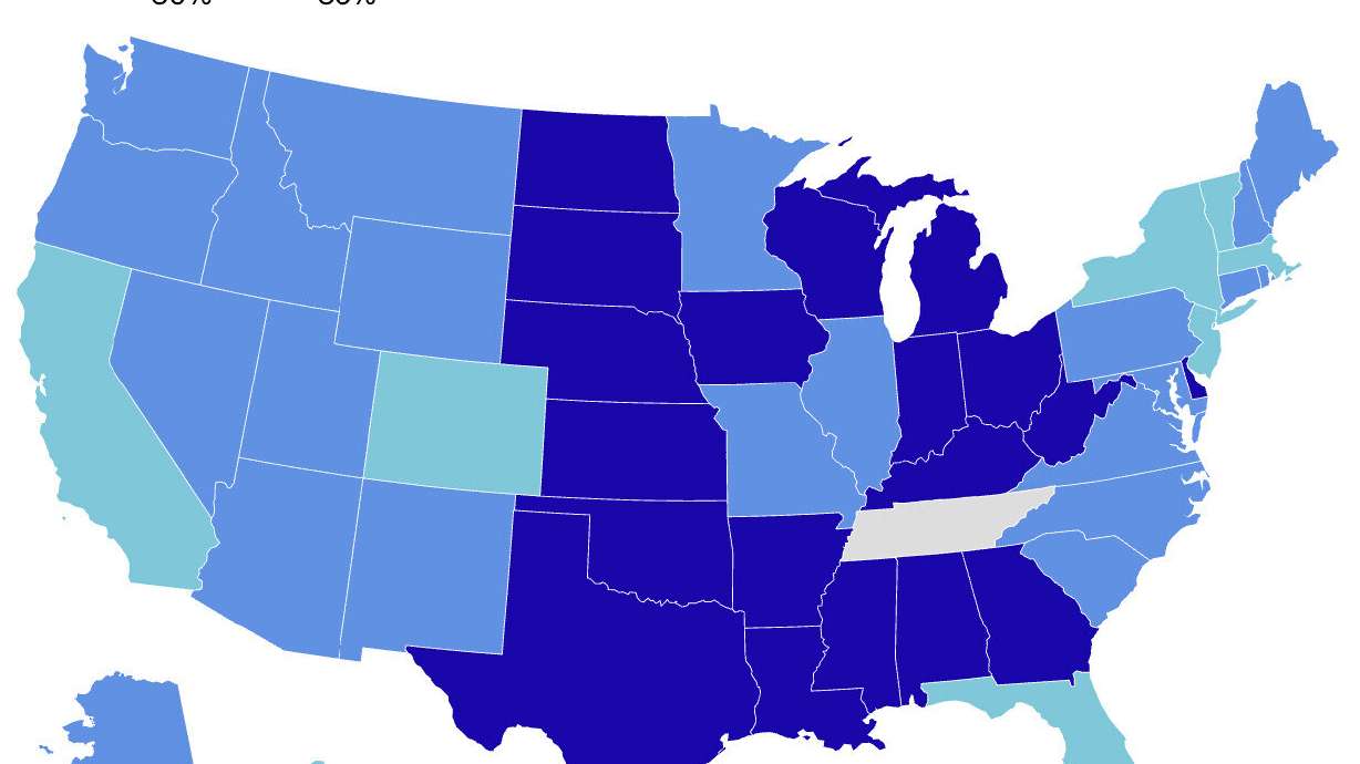 The map above shows the obese portion of the population in each state.
