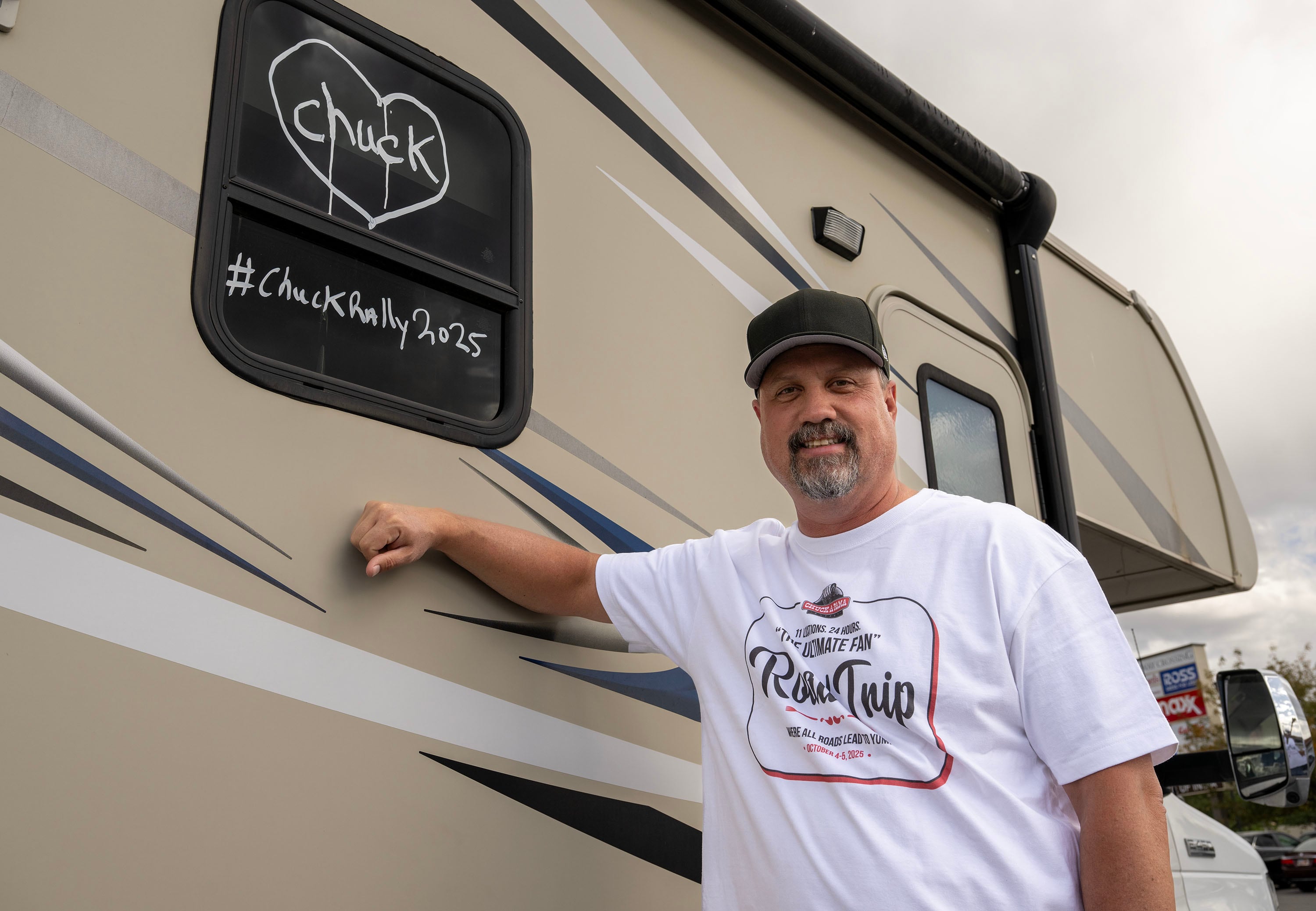 Utah resident Adam Boswell, who loves Chuck-A-Rama more than any other restaurant, poses for a photo as he and a group of friends and family embark on a multi-state, multi-day and multi-Chuck-A-Rama marathon on Oct. 3.