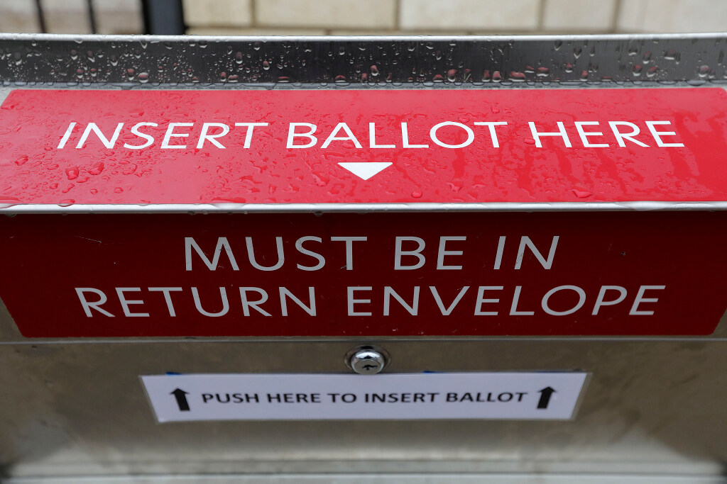 A ballot drop box is pictured outside of the Davis County Library's South Davis Branch in Bountiful on Nov. 2, 2021. The Davis County Clerk's Office held town hall to discuss election integrity and voter registration processes on Wednesday.