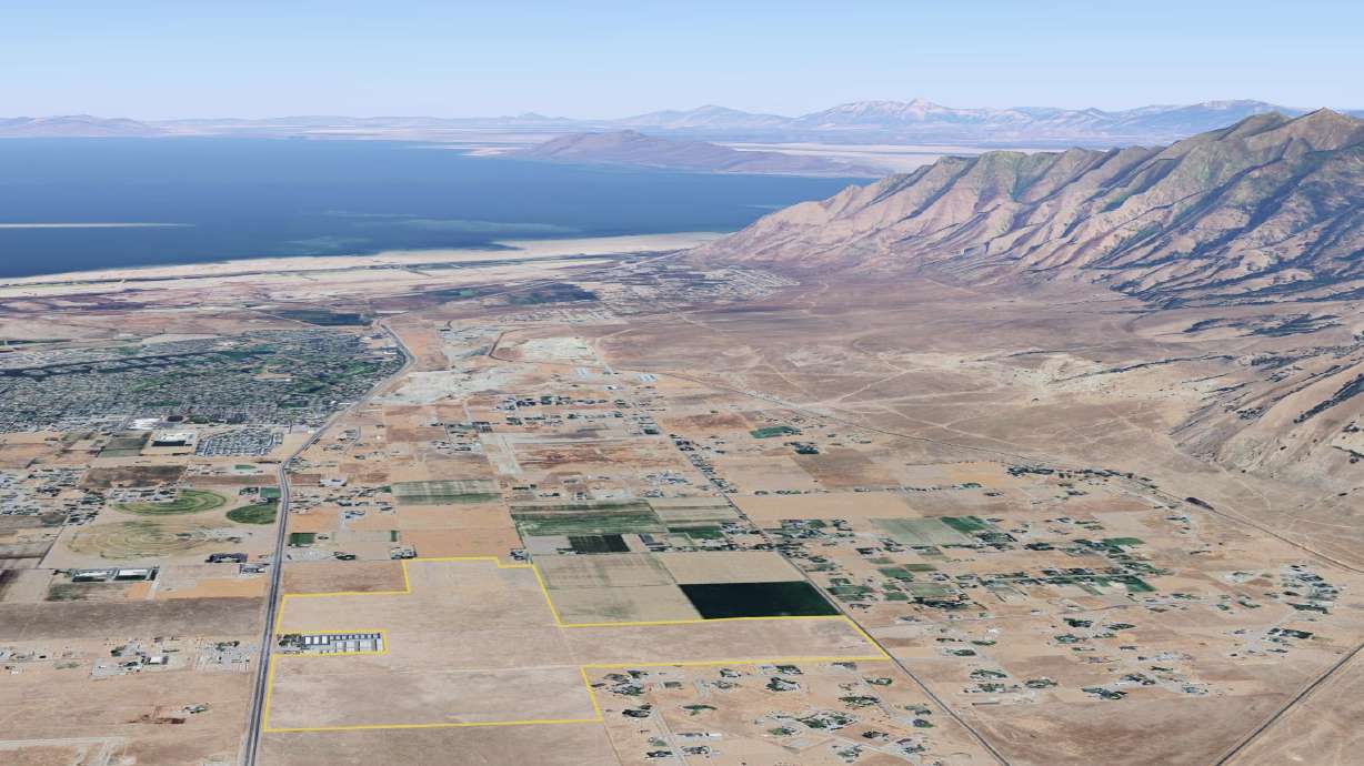 The outline where a future 325-acre residential community development in will be located in Erda, Tooele County.