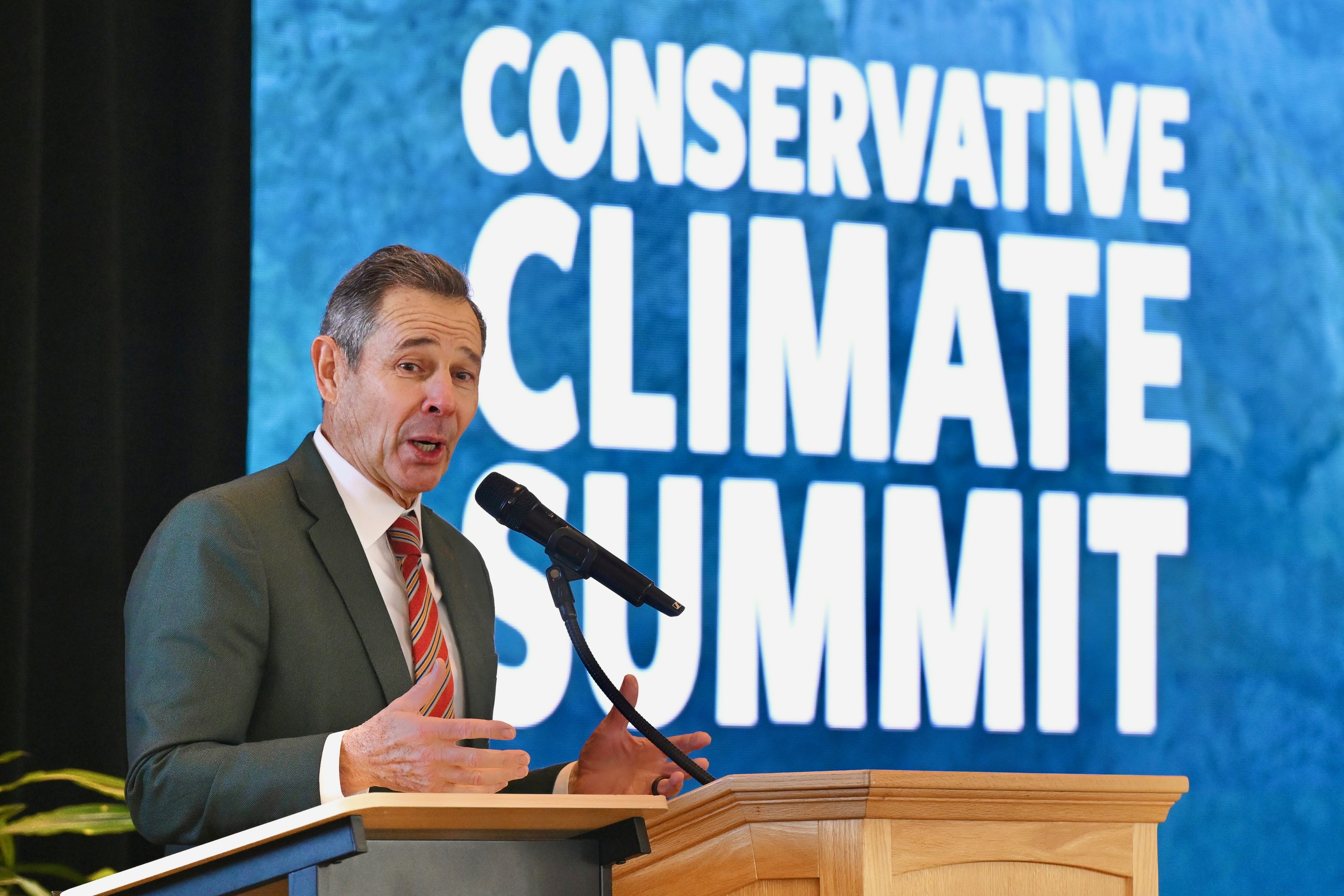 Sen. John Curtis, R-Utah, speaks as he opens the 4th Annual Conservative Climate Summit held at the University of Utah in Salt Lake City on Friday.