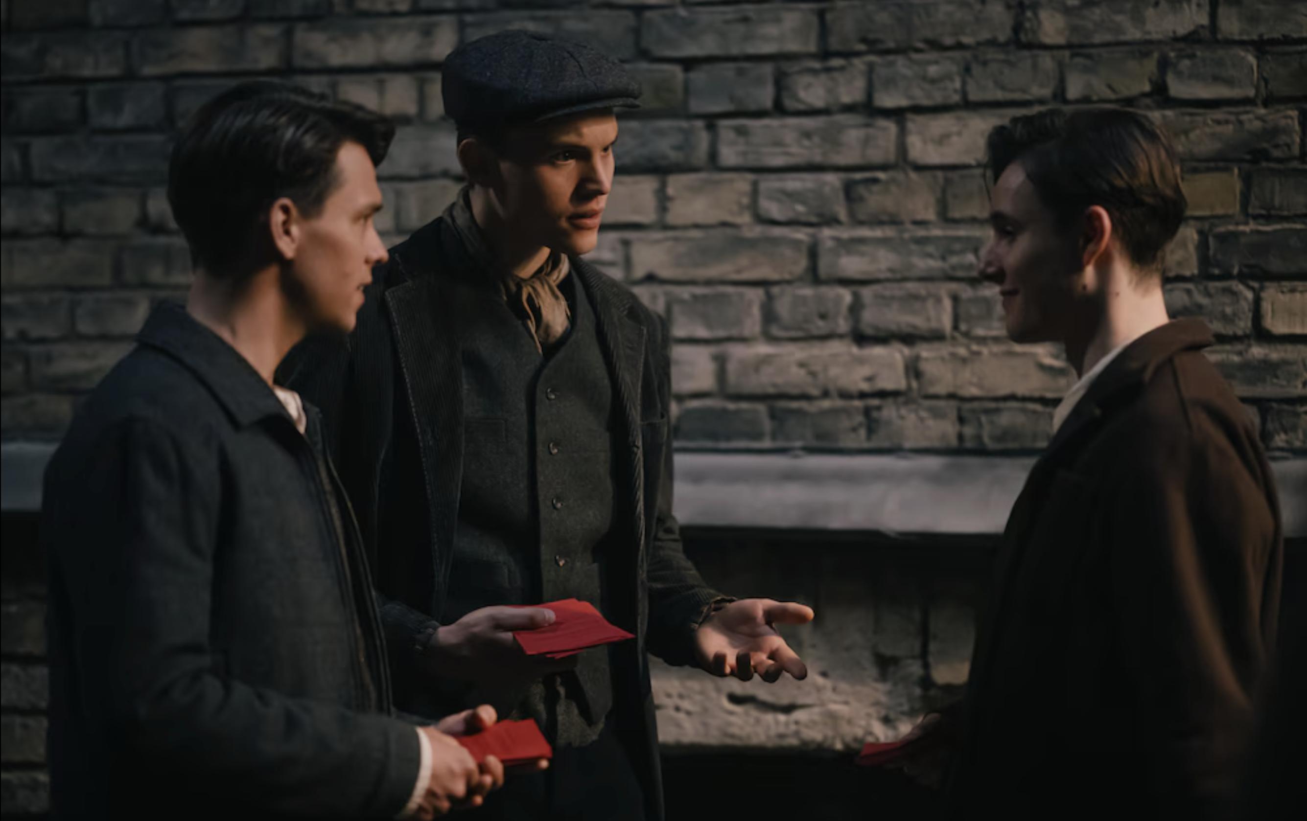 Actors Ewan Horrocks, Ferdinand McKay and Daf Thomas in the movie "Truth & Treason," produced by Angel Studios. The film is a retelling of the story of a Latter-day Saint teenager who defied the Nazis.