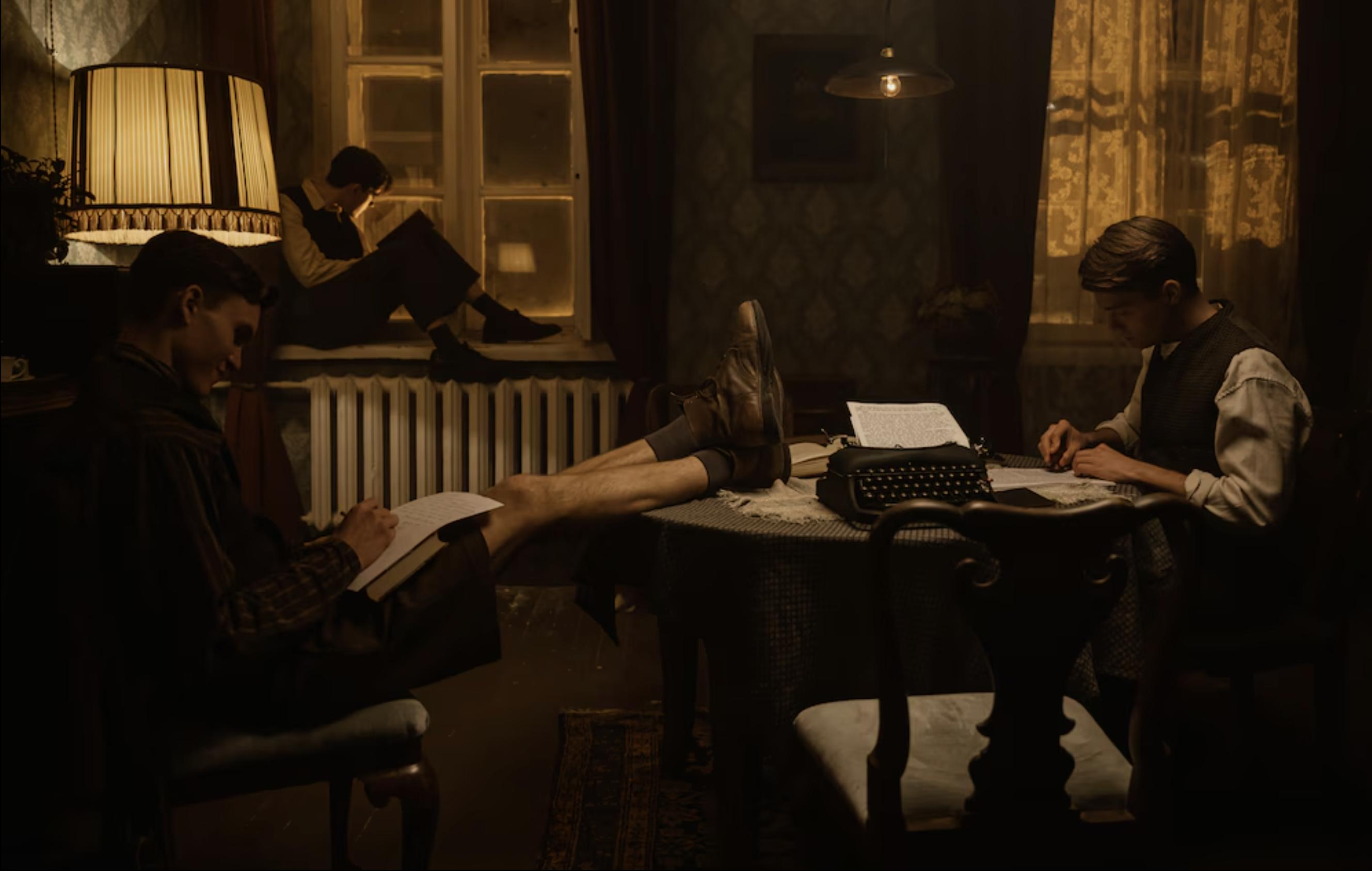 Actors Ewan Horrocks, Ferdinand McKay and Daf Thomas in the movie "Truth & Treason," produced by Angel Studios. The film is a retelling of the story of a Latter-day Saint teenager who defied the Nazis.