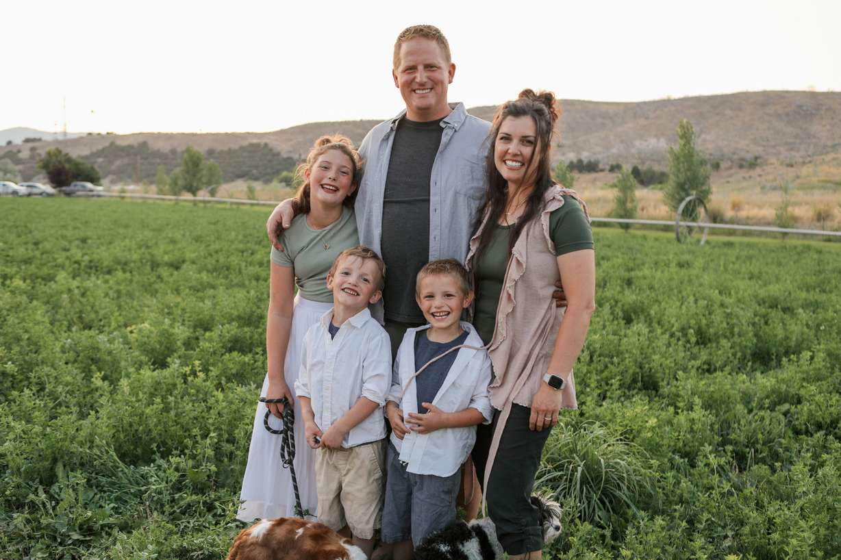 Brittney and Preston Clark, and their three children, Eden, Hyrum and Emerson. The family left a life in the suburbs to help Hyrum, who has autism.