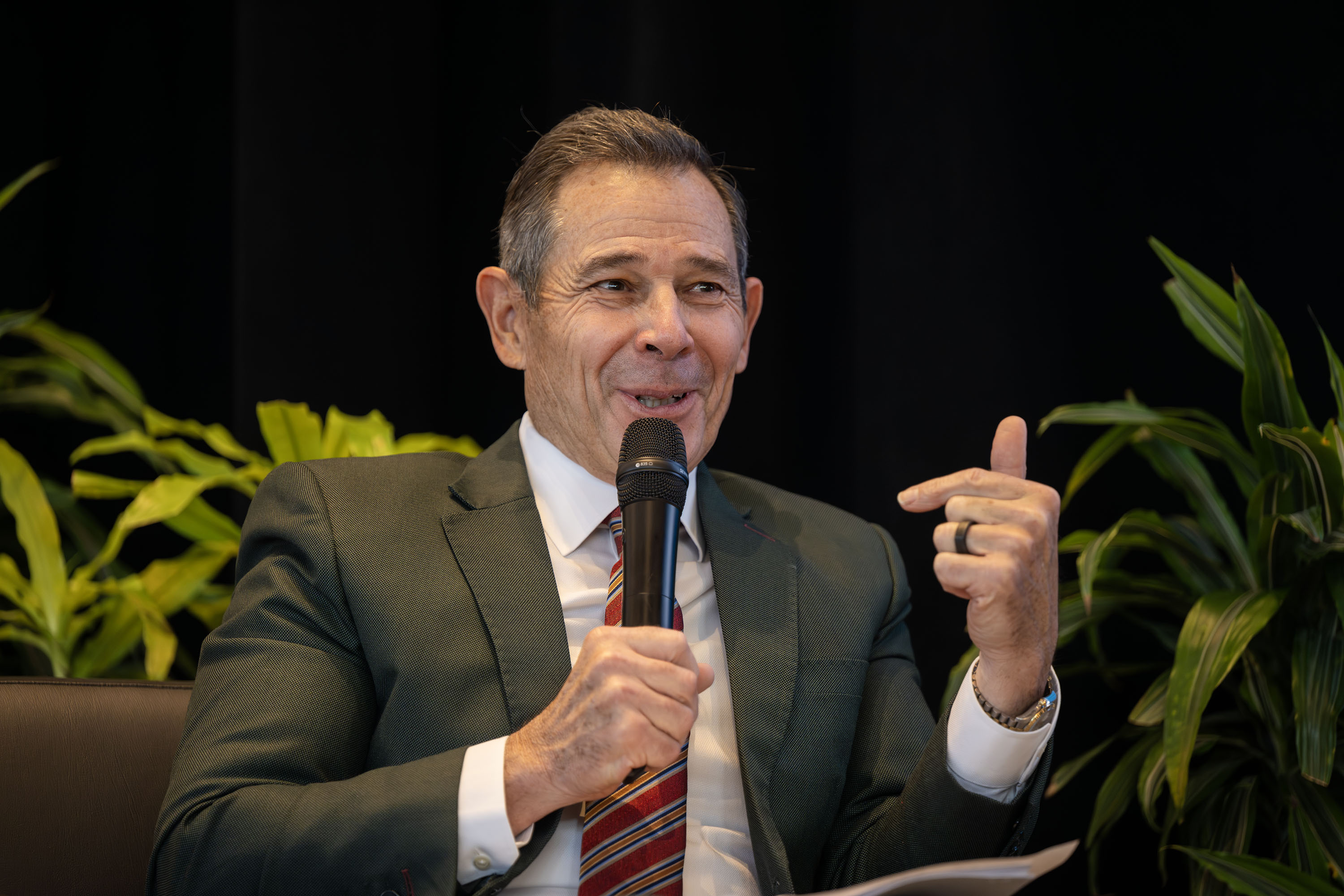 Sen. John Curtis, R-Utah, talks at the fourth annual Conservative Climate Summit at the University of Utah in Salt Lake City on Oct. 17, 2025.