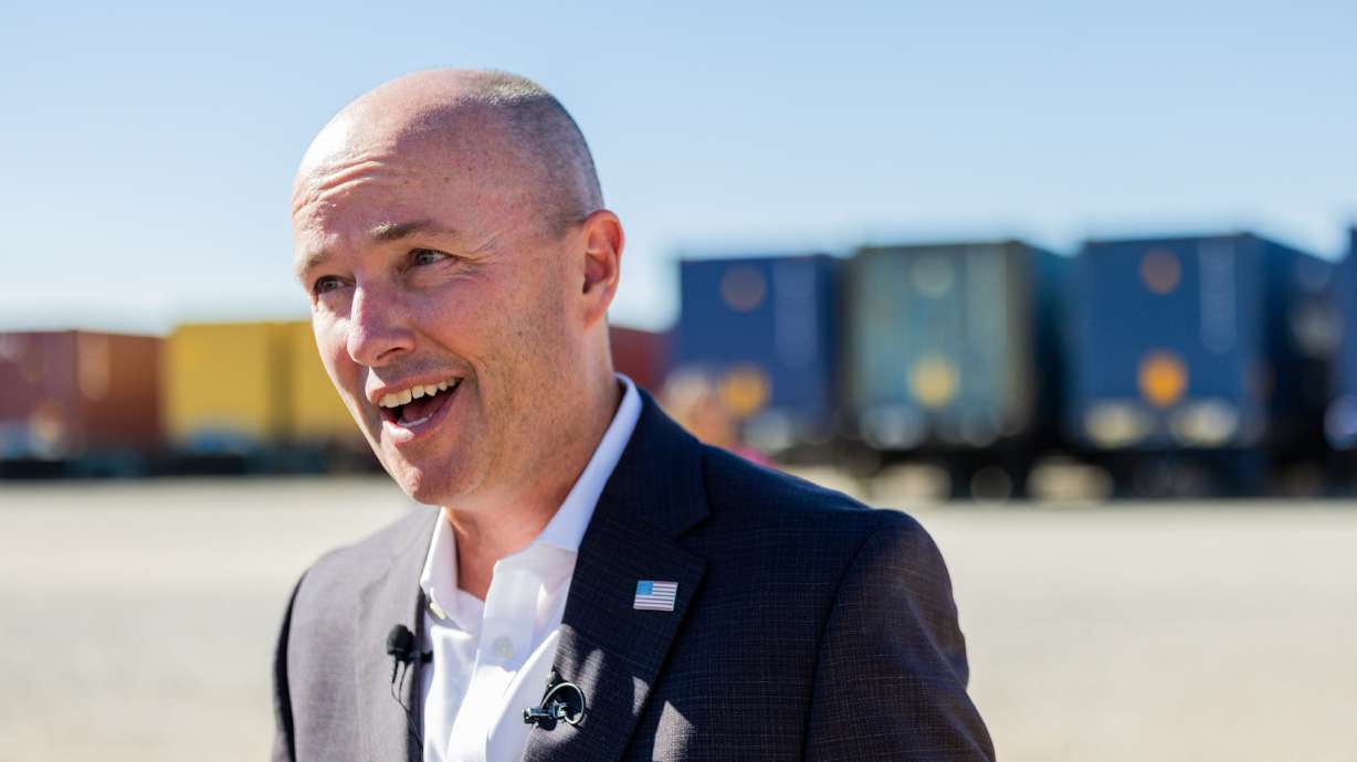 Utah Gov. Spencer Cox speaks to the media in Salt Lake City on July 31. Cox is leading a trade delegation to New Zealand and Australia starting next week.