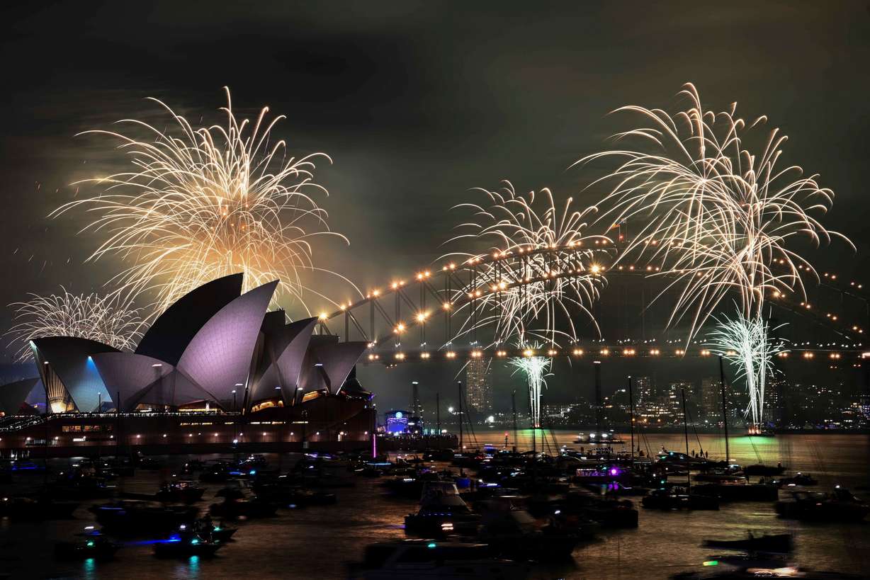Fireworks in Sydney, Australia, Dec. 31, 2024. Developing financial ties between the state of Utah and Australia is important, members of the World Trade Center Utah said.
