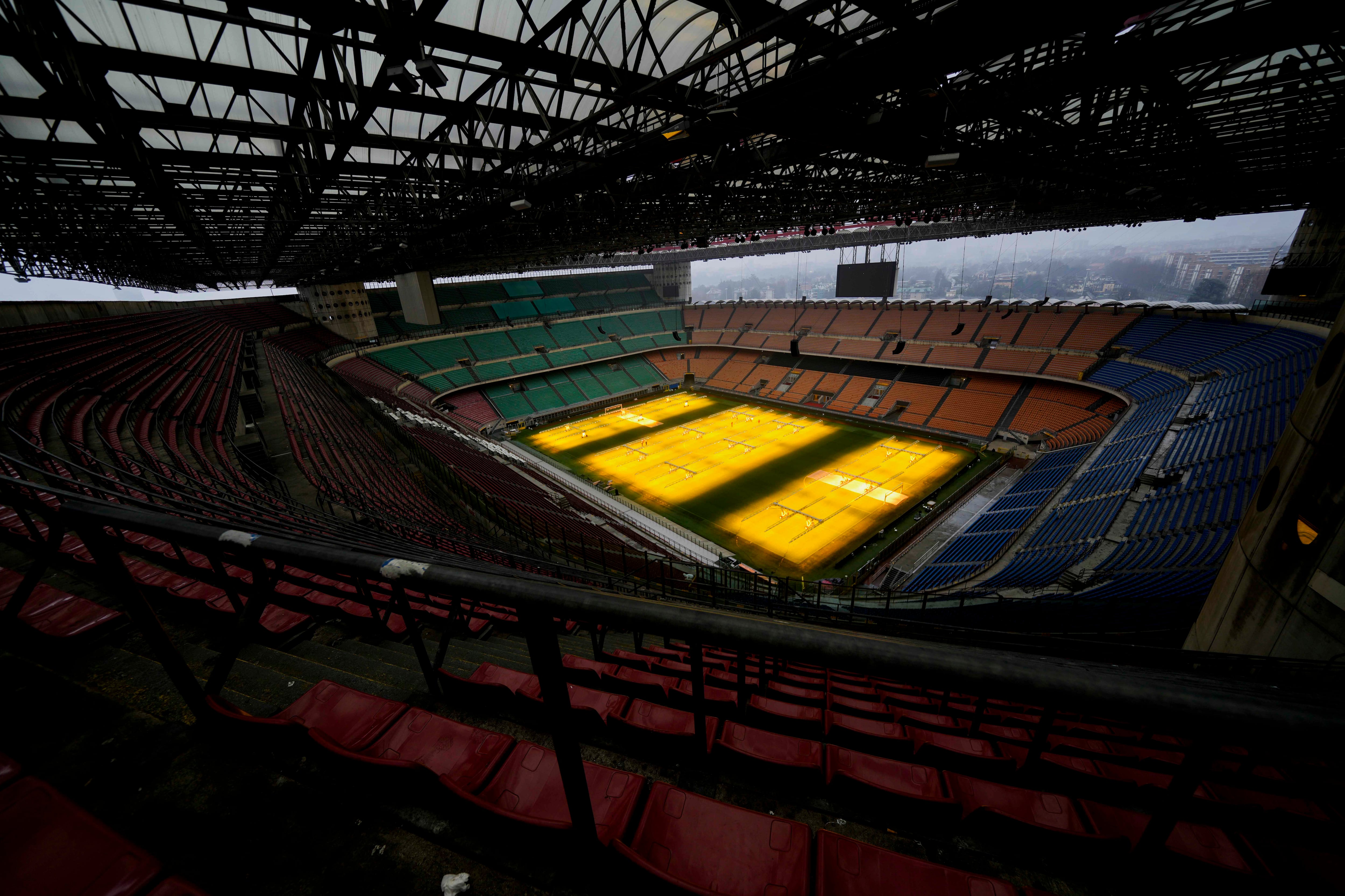 The San Siro stadium in Milan, Italy, Jan. 27. The 2026 Winter Olympics opening ceremony will be held primarily at the stadium, but with a twist for the Parade of Nations.