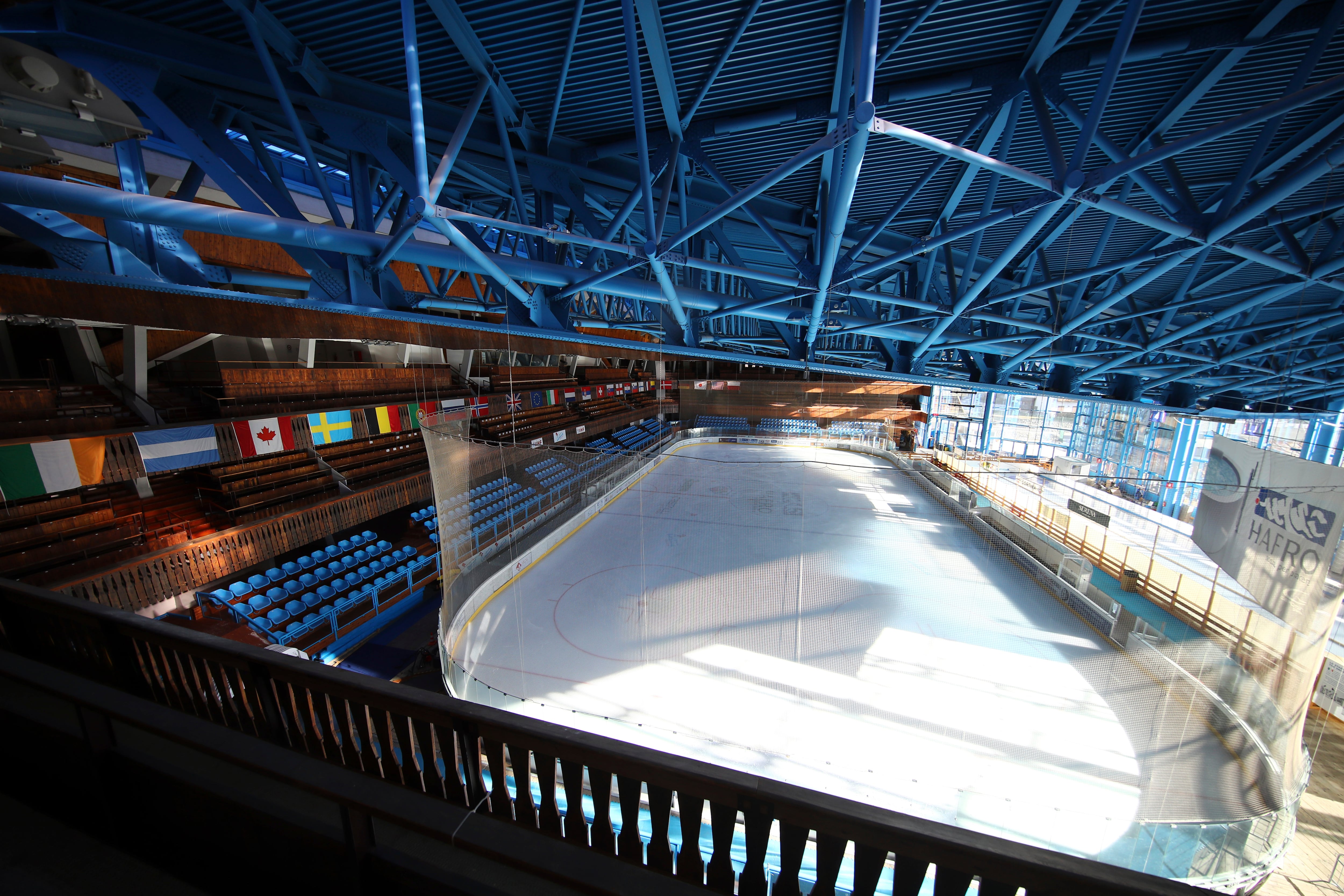 A view of the Palazzo del Ghiaccio Ice Palace in Cortina D'Ampezzo, northern Italy, Jan. 16, 2019. The arena is scheduled to host curling in the 2026 Winter Olympics.