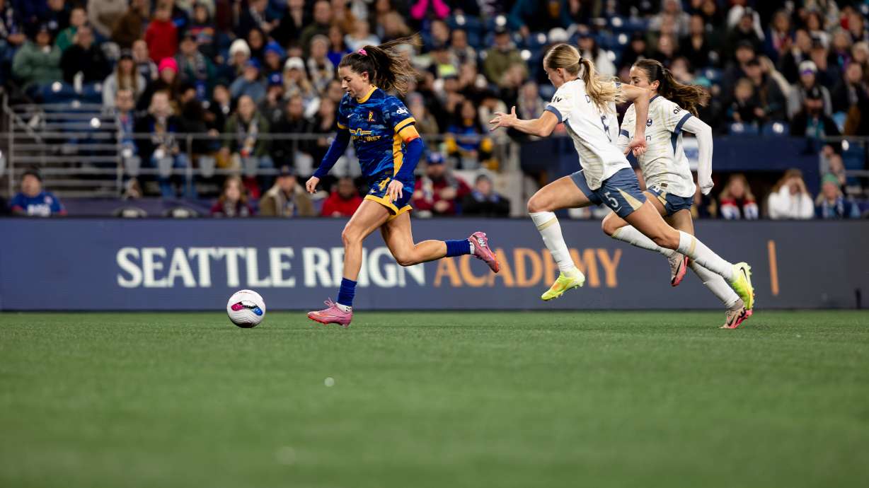Utah Royals captain Paige Monaghan scored her career-high fourth goal of the season in a 2-1 loss to Seattle Reign FC, Friday, Oct. 17, 2025 at Lumen Field in Seattle, Wash.