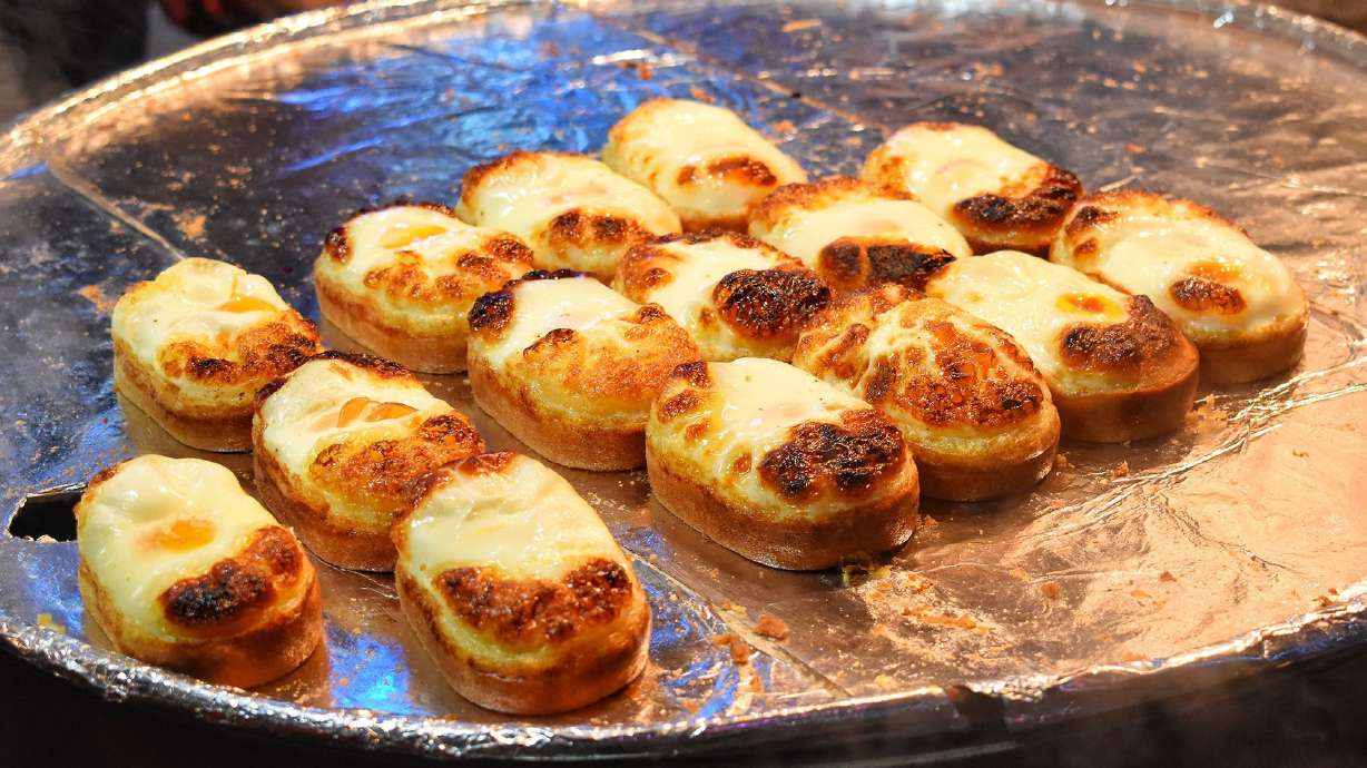 Gyeran-bbang, or egg bread, is a famous street food in South Korea made from flour, sugar and eggs.