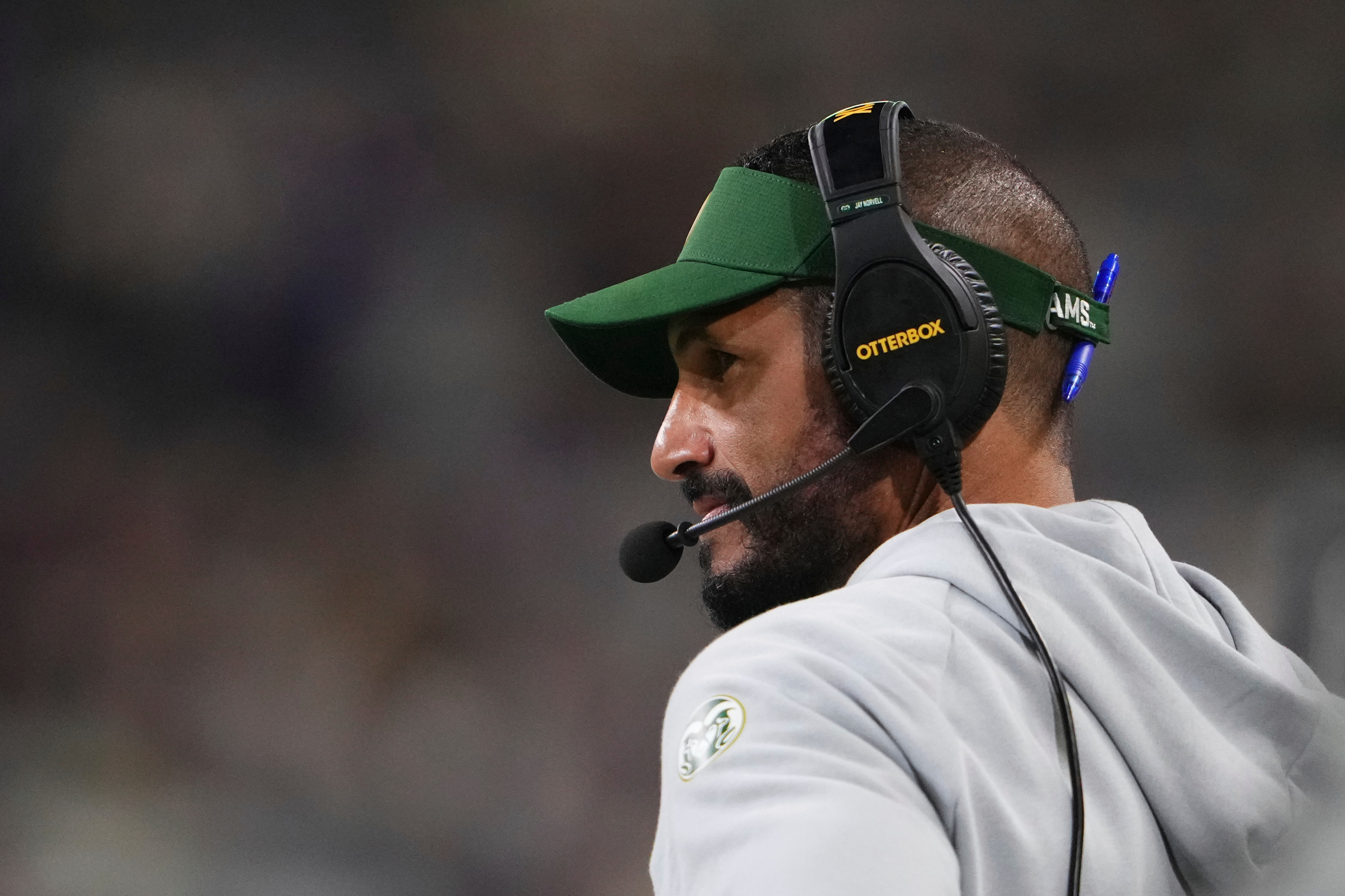 FILE - Colorado State head coach Jay Norvell looks on from the sideline during the second half of an NCAA college football game against Washington, Aug. 30, 2025, in Seattle. 