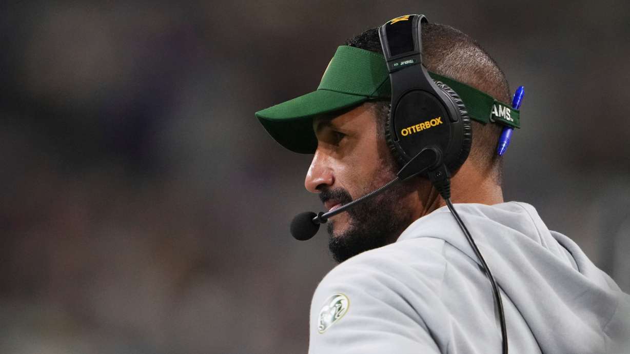 FILE - Colorado State head coach Jay Norvell looks on from the sideline during the second half of an NCAA college football game against Washington, Aug. 30, 2025, in Seattle.