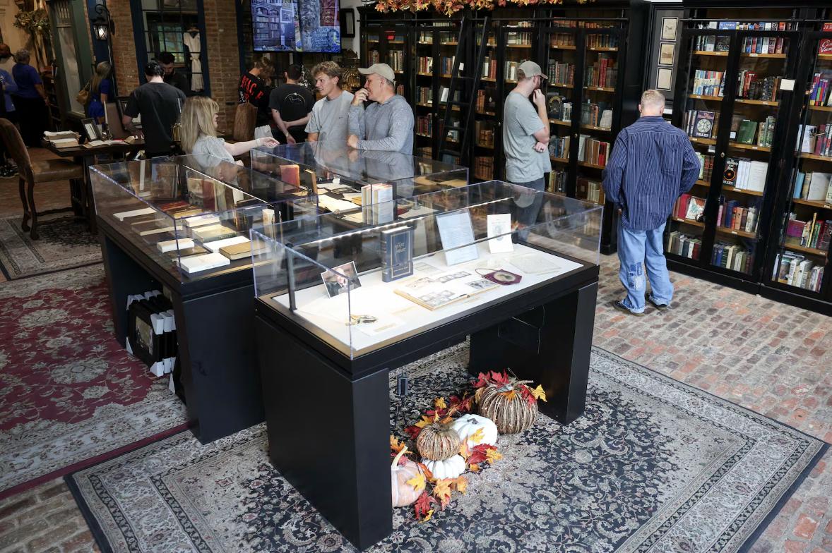 Patrons explore Moon's Rare Books in Provo on Oct. 3.