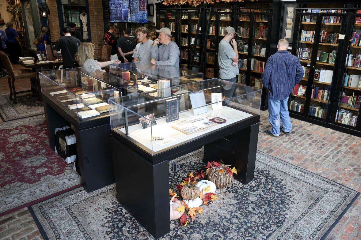 Patrons explore Moon's Rare Books in Provo on Oct. 3.