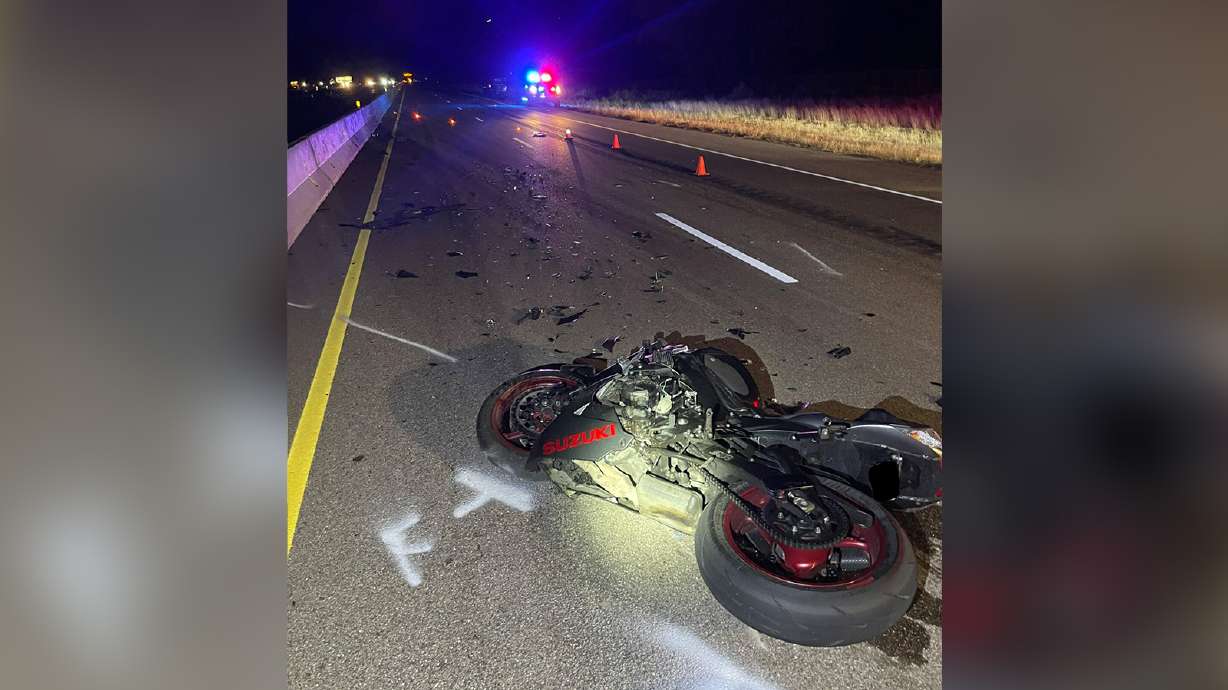 A motorcyclist died in a three-vehicle crash on northbound I-15 near Cedar City Sunday night, Utah Highway Patrol troopers said.