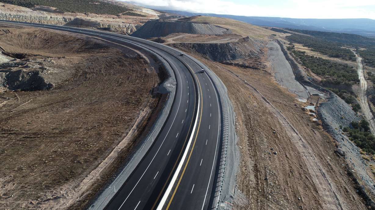 The realigned roadway on a portion of U.S. 191 near Vernal.