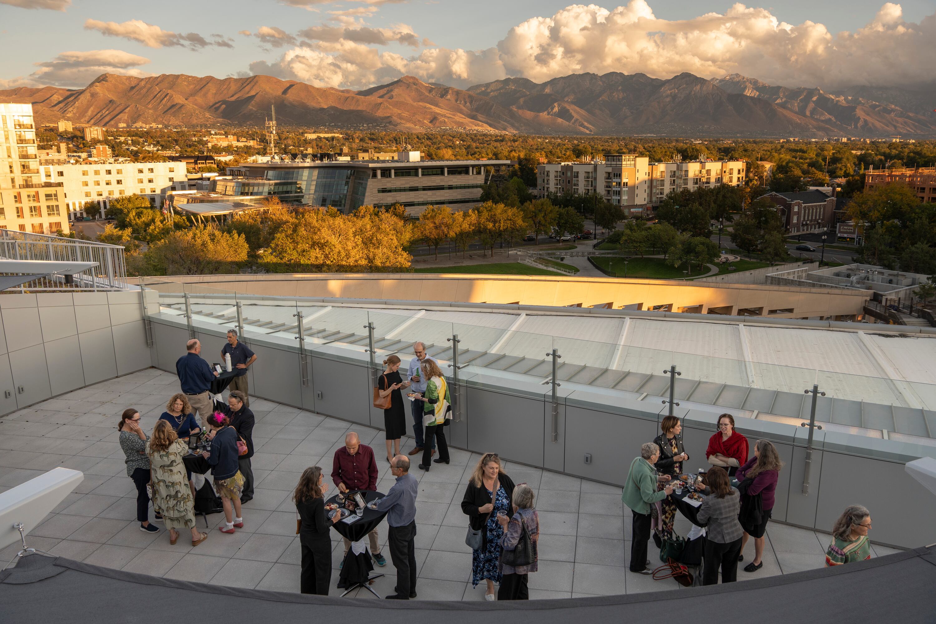 A reception on the rooftop at the Utah Book Awards at the Salt Lake Main Library on Oct. 10.