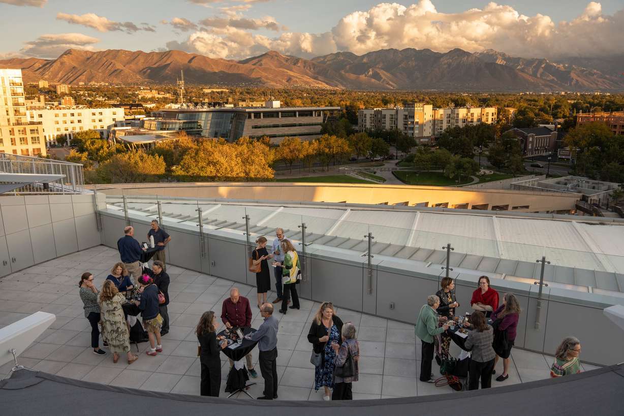 A reception on the rooftop at the Utah Book Awards at the Salt Lake Main Library on Oct. 10.