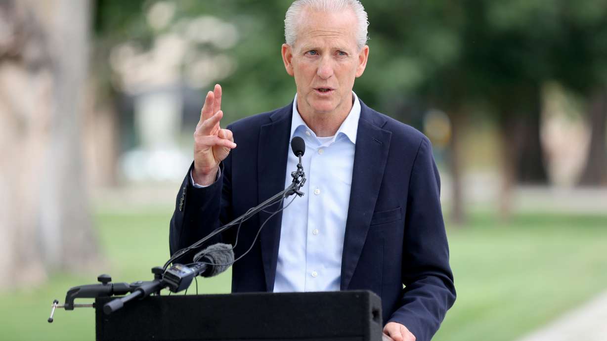 Wayne Niederhauser, state homeless coordinator, at Pioneer Park in Salt Lake City on Aug. 1, 2023. Niederhauser will step down in December after nearly five years in the post, the governor's office announced Tuesday.