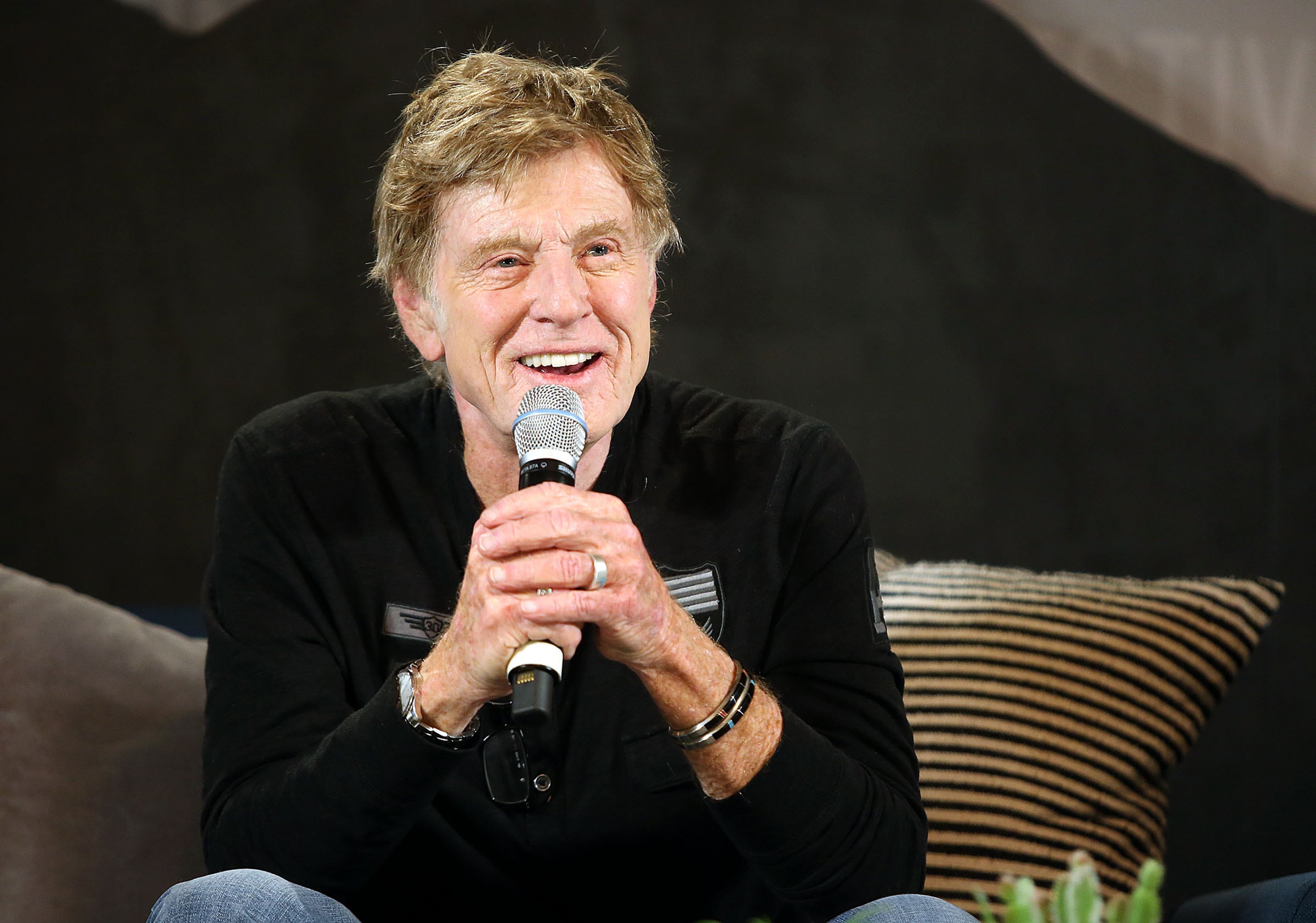 Robert Redford, founder and president of the Sundance Institute, talks to the media during the 2017 Sundance Film Festival's annual Day One press conference at the Egyptian Theatre in Park City on Thursday, Jan. 19, 2017.