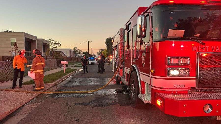 Crews respond after a fire broke out in a duplex near 2400 South and 1300 West in West Valley City on Tuesday.