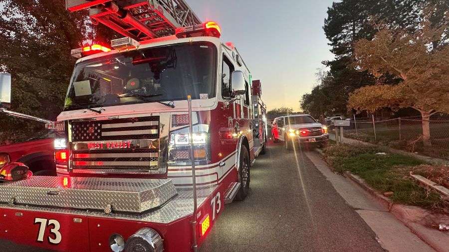 Crews respond after a fire broke out in a duplex near 2400 South and 1300 West in West Valley City on Tuesday.