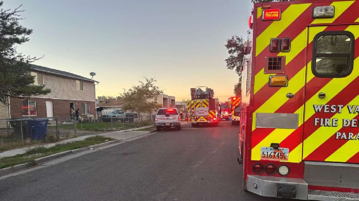 Crews respond to a fire at a duplex near 2400 South and 1300 West in West Valley City on Tuesday.