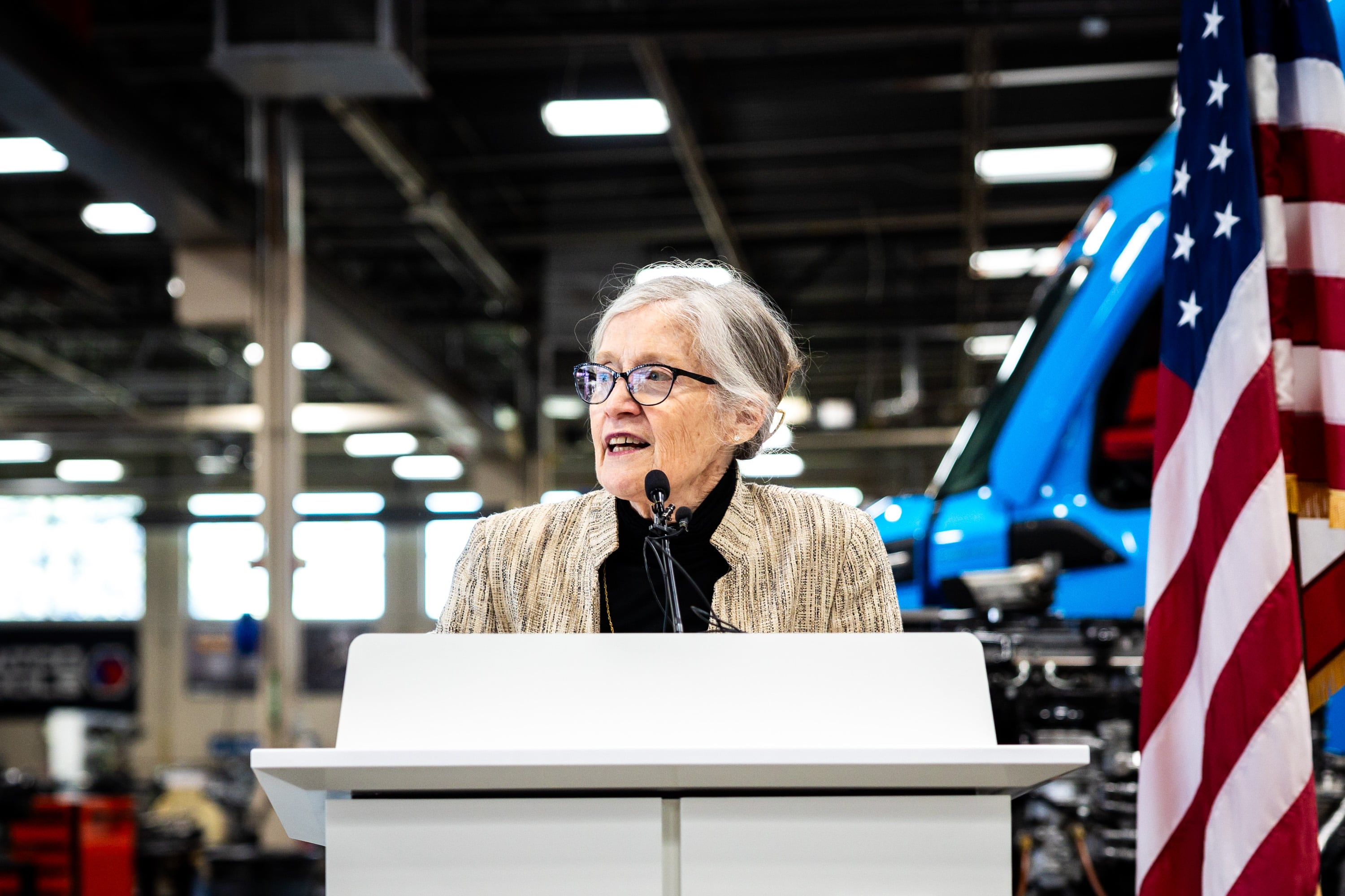 Sen. Ann Millner, R-Ogden, speaks at Davis Technical College in Kaysville on April 14. Millner is sponsoring legislation to boost critical mineral production in Utah.